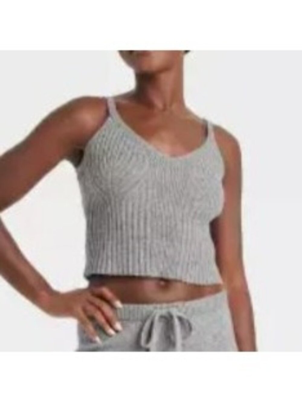 Auden Sleepwear Knit Camisole Pajama Top Womens Small Gray New Ribbed